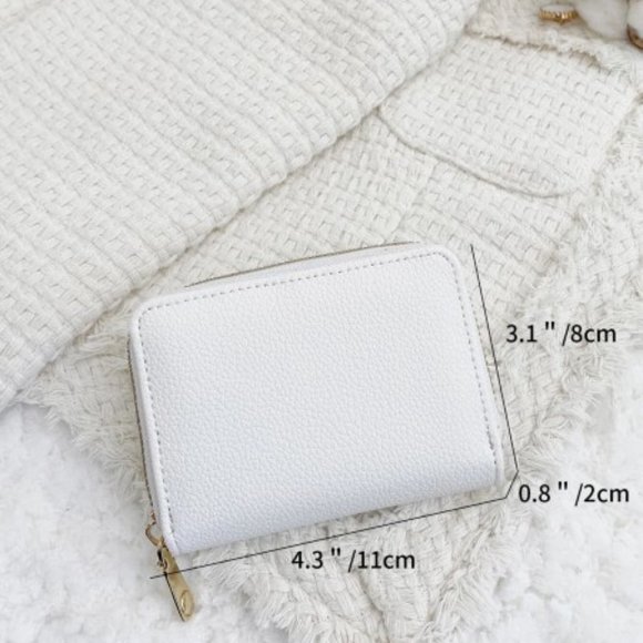 White vegan leather cardholder / wallet - Picture 3 of 5
